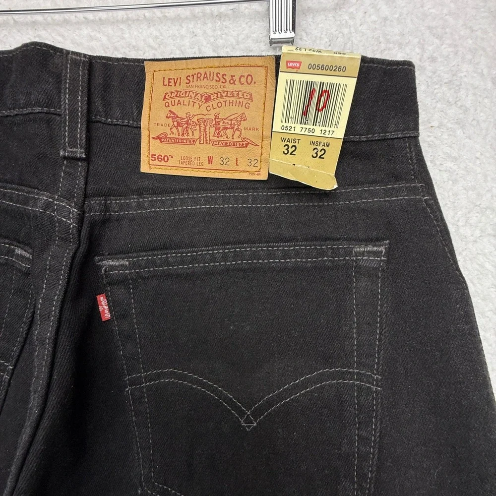 Vintage Levis 560 Loose Fit Tapered Leg Jeans Mens 32x32 Black USA NWT NOS